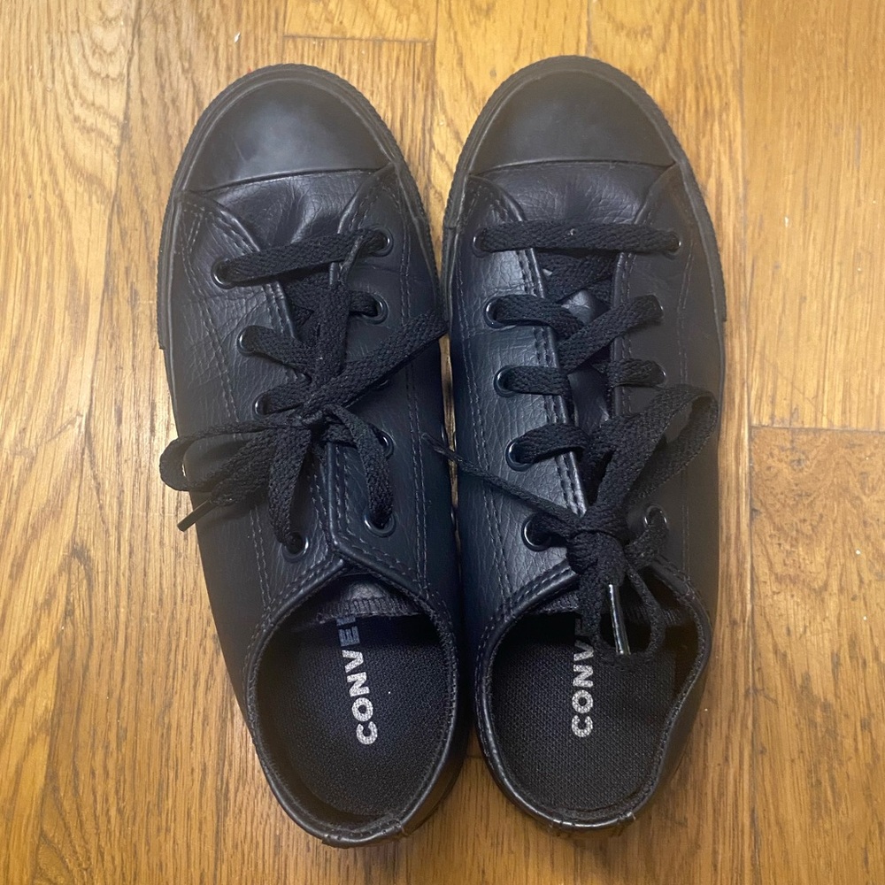 Converse Chuck Taylor All Star Leather Black Mono (Size 3 Junior)